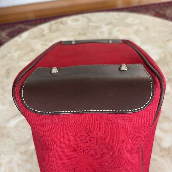 Dooney & Bourke Dual Handle Satchel Donegal Crest Red Canvas & Leather Bag - Picture 9 of 14